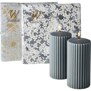 Windsor rillet bloklys 5,8x12 cm - grå (På lager i butik)