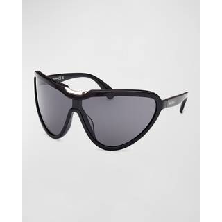 Max Mara Kvinde MM0084 EMIL 01A Solbriller Acetat Sort Grå Maske Normal