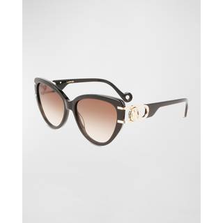 Lanvin LNV643S 001 56 Solbriller Kvinder Black - Shiny Black - 56mm