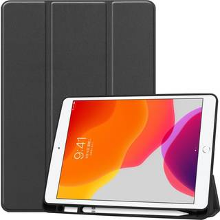 iPad 10.2" (2021 / 2020 / 2019) Læder Cover m. Holder Til Apple Pencil - Sort
