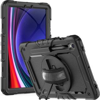 Samsung Galaxy Tab S9 Håndværker Cover m. Beskyttelsesfilm, Håndholder & Skulderstrop - Tech-Protect Solid360 - Sort