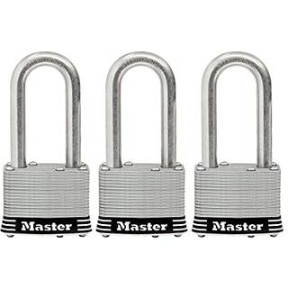 Master Lock 1Sstrilh rustfrit stål udendørs hængelås med nøgle 3-pakke Keyed-Alike sølv