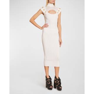 Balmain Mesh-trimmed midi dress - white - L