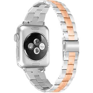 Apple Watch (42/44/SE/45/46/49mm) To-Farvet Stainless Steel Urrem - Aluminium / Gold