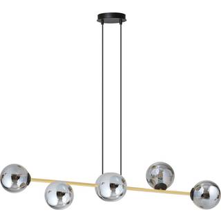 Hængelampe Gravity, grafit/guld/sort, glas, E14