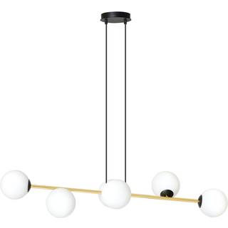 Hængelampe Gravity, opal hvid/guld/sort, glas, E14