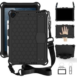iPad 10.2" (2021 / 2020 / 2019) / iPad Pro 10.5 / iPad Air (2019) Børne Cover m. Skulderstrop - Bikube Mønster - Sort