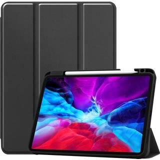 iPad Pro 12.9" (2022 / 2021 / 2020 / 2018) Tri-fold Læder Cover m. Pen Holder - Sort