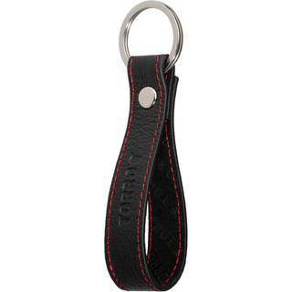 Leather Loop Keyring - Black with Red Detail