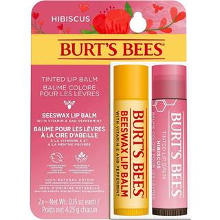 Burt's Bees Lip Duo Tinted Lip Balm Hibiscus + Lip Balm Beeswax Blister