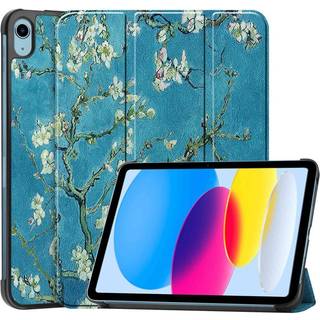 iPad 11" (2025) / iPad 10.9" (2024/2022) Læder Flip Cover m. Tri-fold Stand - Hvide Blomster