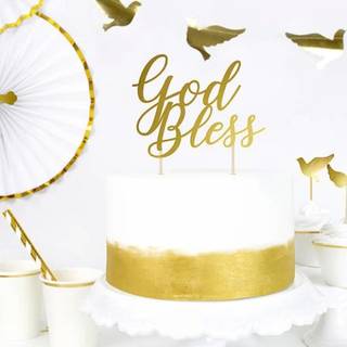 Kage topper "God Bless" guld