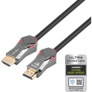NÖRDIC CERTIFICEREDE KABLER 5m Ultra High Speed HDMI 2.1 8K 60Hz 4K 120Hz 48Gbps Dynamic HDR eARC VRR Nylon flettet kabel Guldbelagte stik