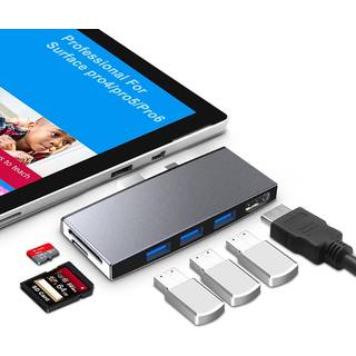 NÖRDIC USB-dockingstation til MicroSoft Surface 1xHDMI4k30Hz 3xUSB-A 5Gbps og 1xTF og 1xSD