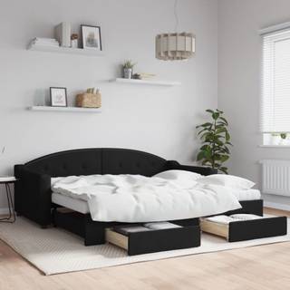 daybed med udtræk 90x190 cm stof sort