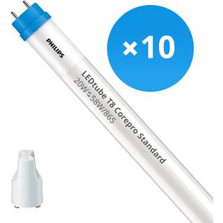 Fordelspakke 10x Philips LED Lysrør T8 CorePro (EM/Mains) 20W 2200lm - 865 dagslys | 150cm - erstatter 58W