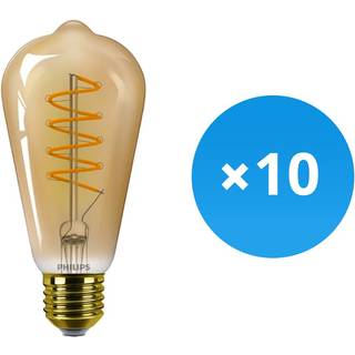 Fordelspakke 10x Philips MASTER Value LED Pære E27 Edison Filament Guld 4W 250lm - 818 Ekstra Varm Hvid | Dæmpbar - Erstatter 25W