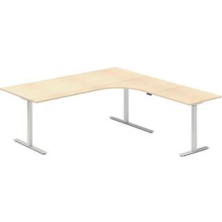 Hæve-sænkebord DNA, Birk 2000x2000 mm Højre 3-ben/Alugrå