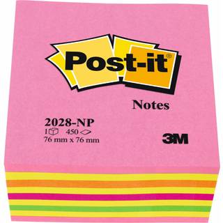 Post-it Cube 76x76mm med 450 blade neonfarver