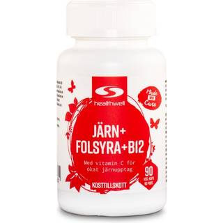 Healthwell Jern, Folsyre, B12, 90 kapsler