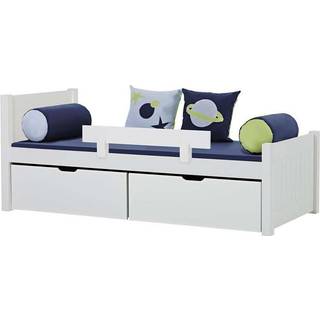 Hoppekids NOAH DELUXE - Juniorseng - 1 Mellem og 1 Høj Gavl - 90x200cm - Fleksibel Indlægsbund - Hvid