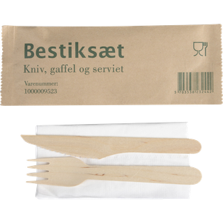 Bestiksæt med kniv, gaffel og serviet FSC brun