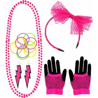 Neonpink 80er udklædningssæt