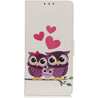 Alcatel 1S (2020) Læder Cover m. Pung Ugle Familie