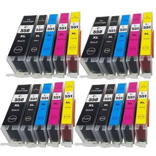 Pakke sæt Canon PGI-550XL / CLI-551XL 5 farver PBK-BK-C-M-Y alternativ 155 ml