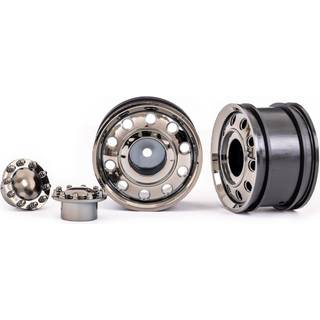 Traxxas - TRX8876 - Wheels, TRX-6® Big Rig 2.2" (black chrome) (front) (2)/ center caps (black chrome) (2)