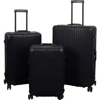 Aluminiums kufferter - 3 stk. sæt - Luksuriøse rejsekufferter - Sort med TSA lås