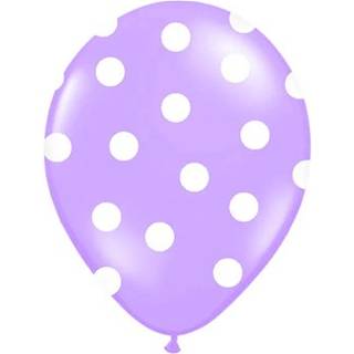 6 stk. Latexballoner lavendel hvide prikker – Perfekt til festdekoration 30 cm