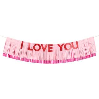 1 stk. Banner "Jeg Elsker Dig" pink 150x30 cm - Metallisk Rød Skrift Romantik