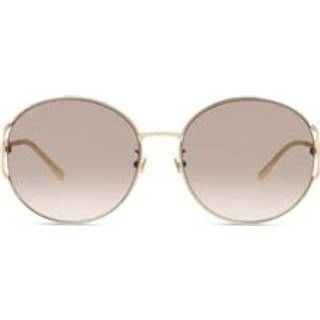 Gucci Kvinde GG1017SK 003 Solbriller Metal Guld Brun Rund Normal Skygge