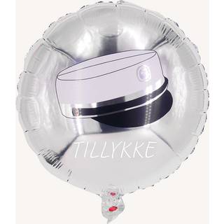 1 stk Tillykke Student Folieballon, 44 cm - Sølv ballon med hue