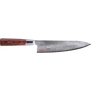 Suncraft Senzo Classic Kochmesser 20 cm - Damaststahl - Griff Pakkaholz - Braun,Rot,Silber