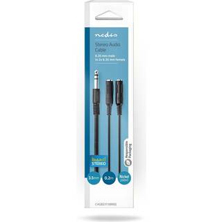 Nedis Stereo Audio kabel | 6.35 mm Hanstik | 2x 6.35 mm Hunstik | Nikkelplateret | 0.20 m | Runde | Box