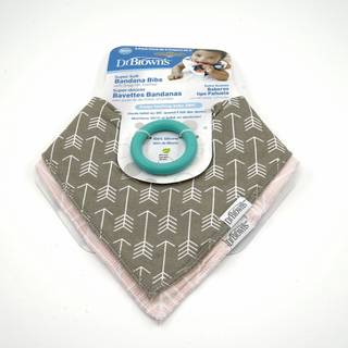 Dr. Browns Bandana smæk med snap-on aftagelig teether bomuld baby smæk med blød fleece-foring til tænder og slyngende 3m 2-pakker pile og sildebe