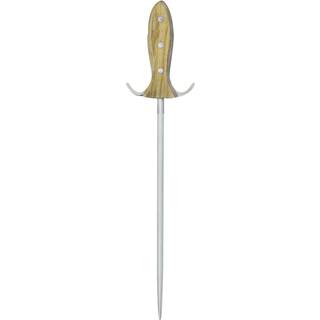 Güde Alpha Olive Wetzstahl D'Artagnan 32 cm - CVM-Messerstahl - Griffschalen Olivenholz - Braun,Silber