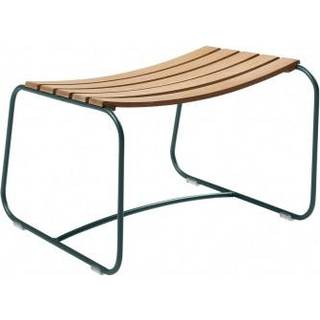 Fermob - Surprising Teak Footrest Storm Grey - Udendørs taburetter og puffer - Harald Guggenbichler - Grøn - Metal/Træ