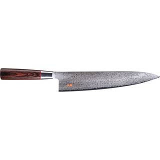 Suncraft Senzo Classic Kochmesser 24 cm - Damaststahl - Griff Pakkaholz - Braun,Rot,Silber