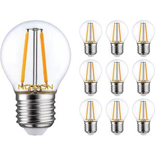 Fordelspakke 10x Noxion Lucent LED E27 Kugle Filament Klar 2.5W 250lm - 827 Ekstra Varm Hvid | Erstatter 25W