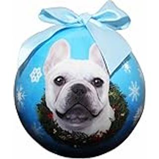 """" French Bulldog White Christmas Ornament """" Shatter Proof Ball