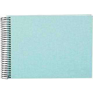 Spiralalbum 24x17cm Leinen 40 weiße Seiten - Aqua