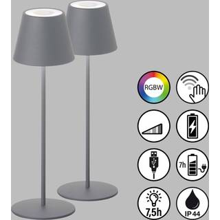 Cosenza LED-akku-bordlampe, 2, højde 38 cm sandgrå