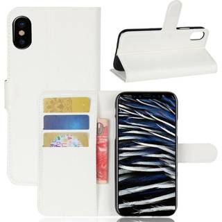 Apple iPhone X/XS Litchi Flip Cover m. Kortholder - Hvid