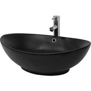 ML Design keramisk vask sort mat, 59x38x19 cm, oval