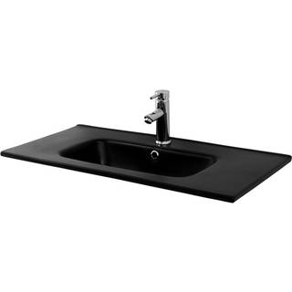 ML-Design Keramisk håndvask sort mat 81x16,5x46 cm firkantet