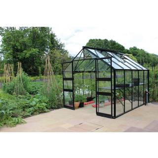Halls Blockley 810 drivhus 8,1 m², alu/sort, 3 mm hærdet glas