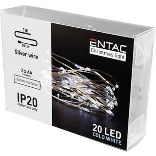 1 m. kold hvid LED julelyskæde - 20 LED, indendørs, batteri